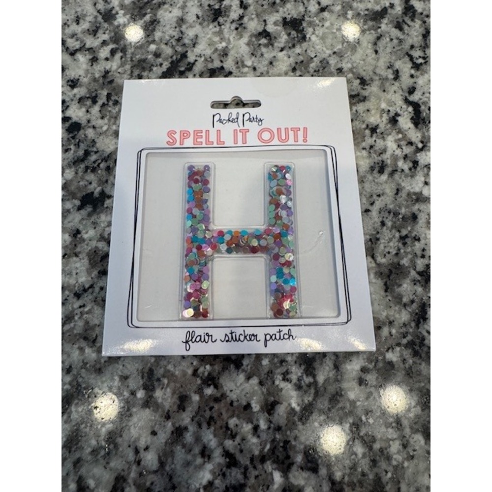 Packed Party Spell It Out Confetti Initial Sticker Patch Letter H Multi Color